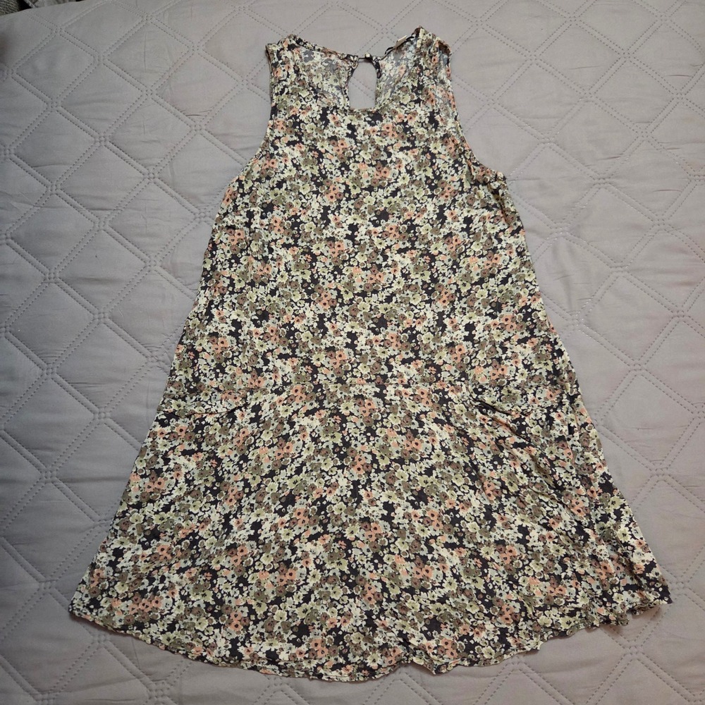 American Eagle Outfitters Floral Sleeveless Mini Dress XS Cream Peach Green